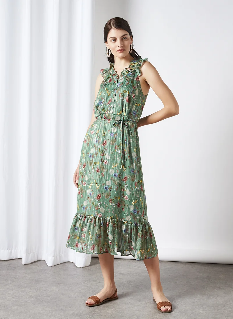 Y.A.S Manilla SL Midi Dress Dark Ivy