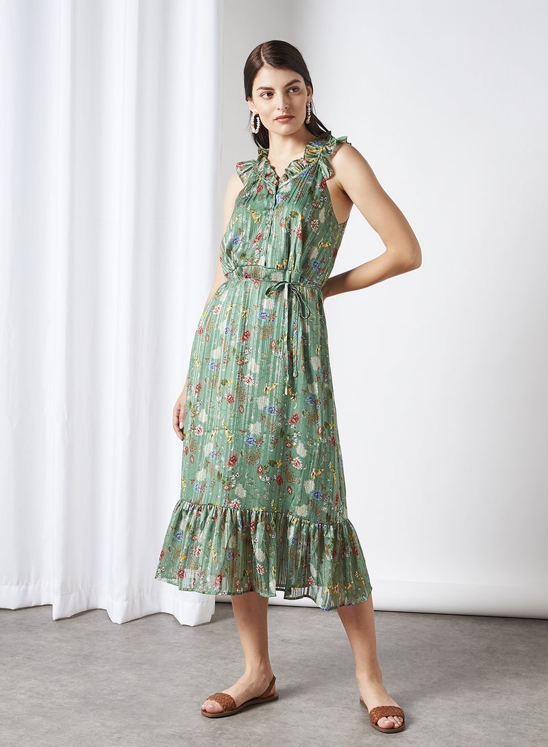 Y.A.S - Manilla SL Midi Dress Dark Ivy - Image 1