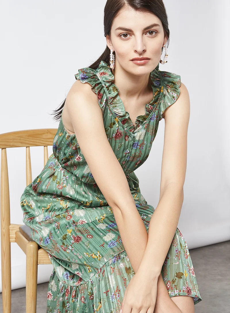 Y.A.S Manilla SL Midi Dress Dark Ivy