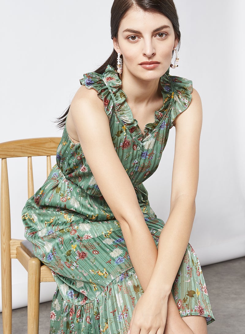 Y.A.S - Manilla SL Midi Dress Dark Ivy - Image 1