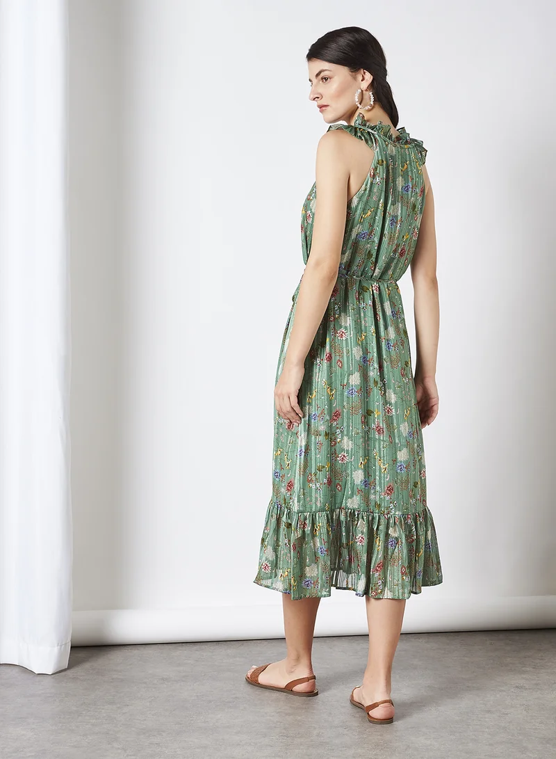 Y.A.S Manilla SL Midi Dress Dark Ivy