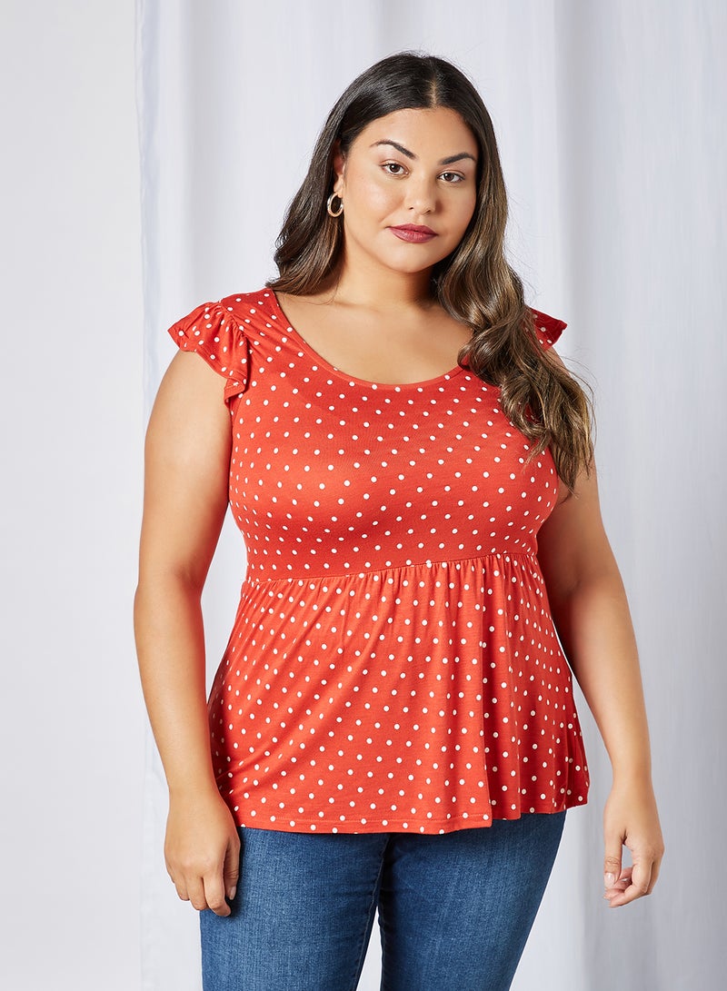 VERO MODA - Curve Lay SS Top Aurora Red Dots - Image 1