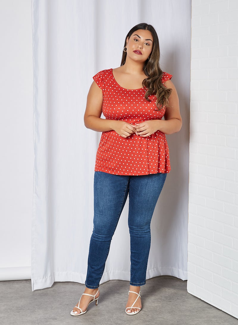 VERO MODA - Curve Lay SS Top Aurora Red Dots - Image 1