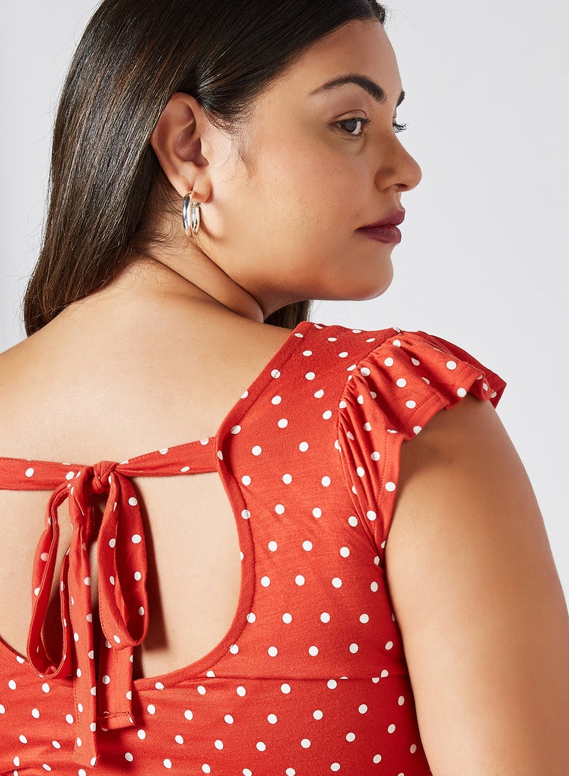 VERO MODA - Curve Lay SS Top Aurora Red Dots - Image 1