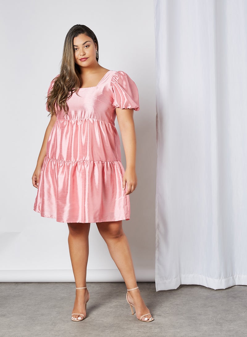 VERO MODA - Curve Maya Mini Dress Powder Pink - Image 1