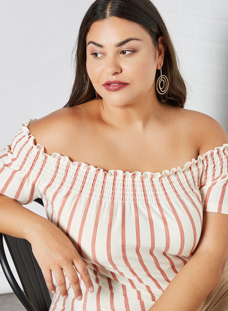 VERO MODA Alila Off Shoulder Blouse Vanilla Ice/Canyon Rose  - Image 2