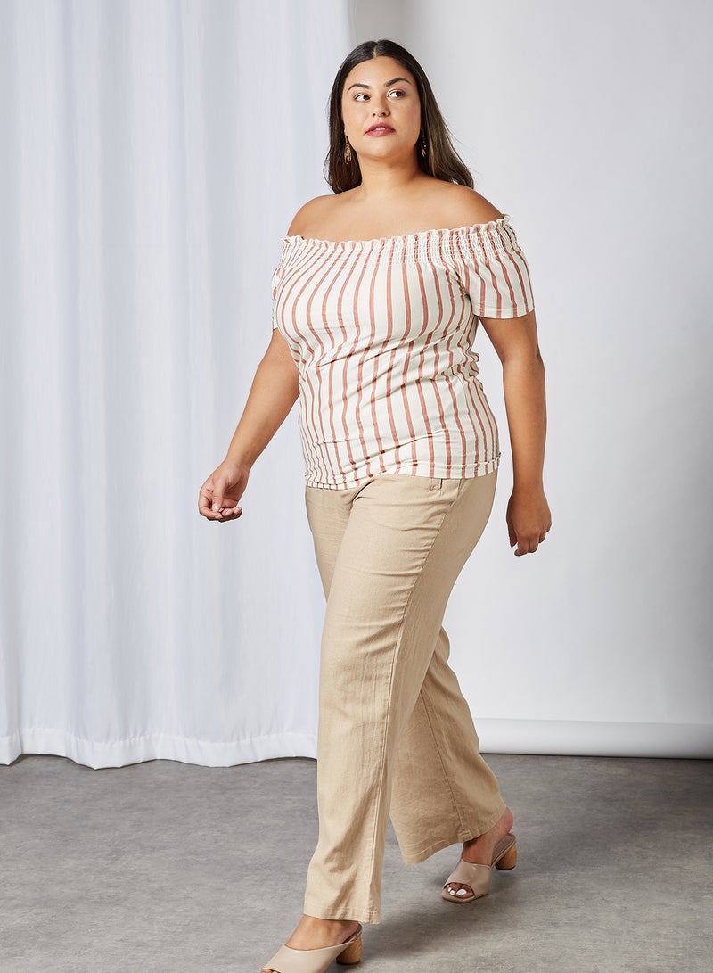 VERO MODA Alila Off Shoulder Blouse Vanilla Ice/Canyon Rose  - Image 3
