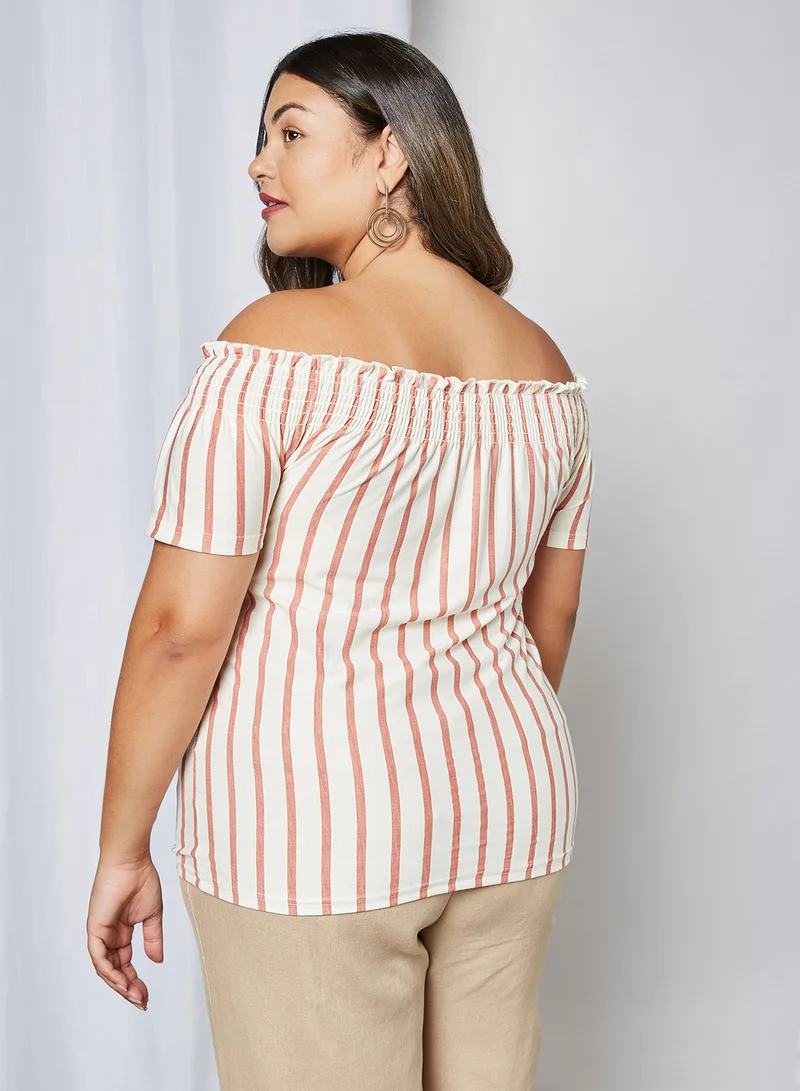 VERO MODA Alila Off Shoulder Blouse Vanilla Ice/Canyon Rose