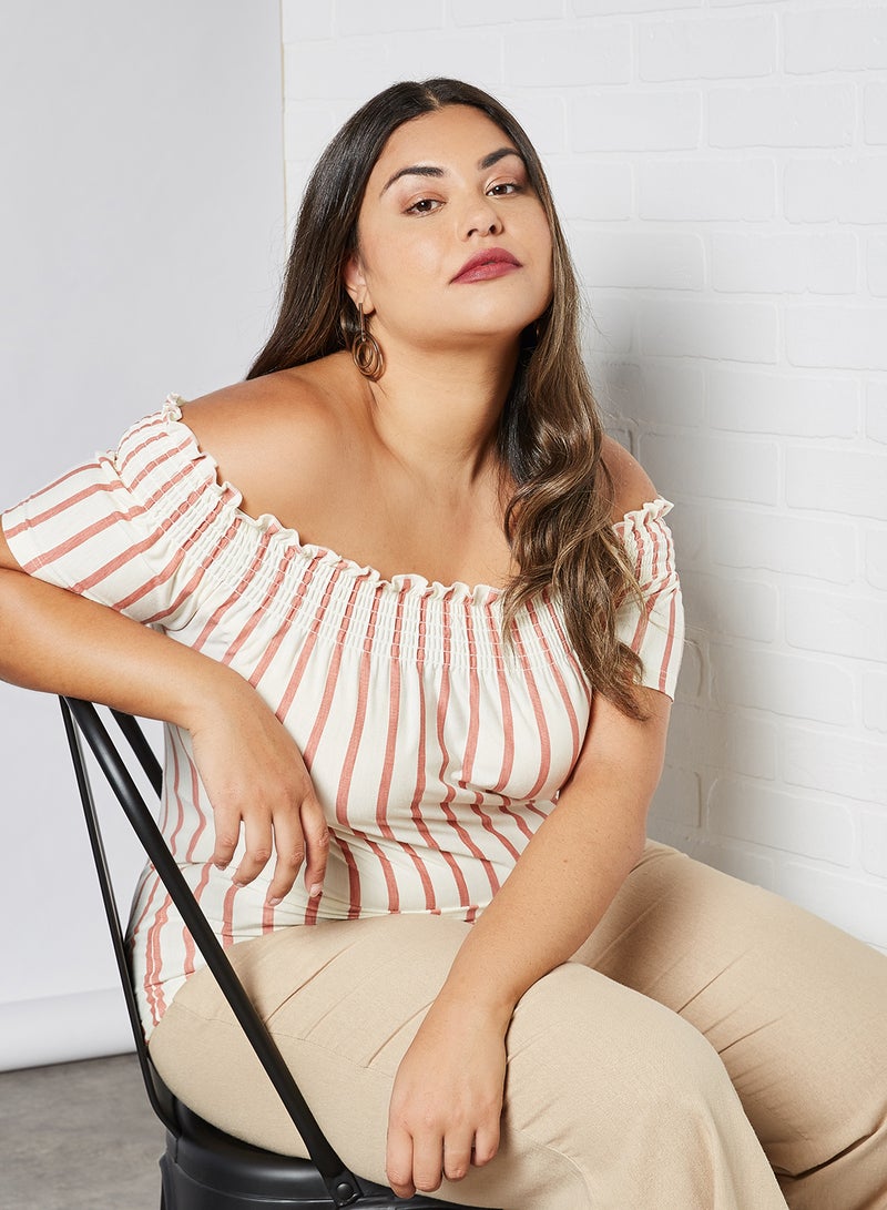 VERO MODA Alila Off Shoulder Blouse Vanilla Ice/Canyon Rose  - Image 1