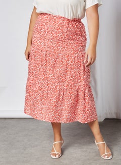 Curve Gonja Printed Skirt Aurora Red