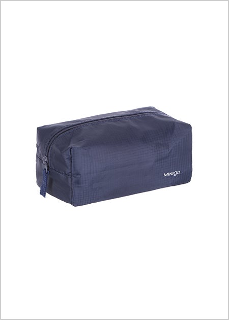 Miniso - Minigo Zippered Cosmetic Bag Navy blue Navy blue - Image 1