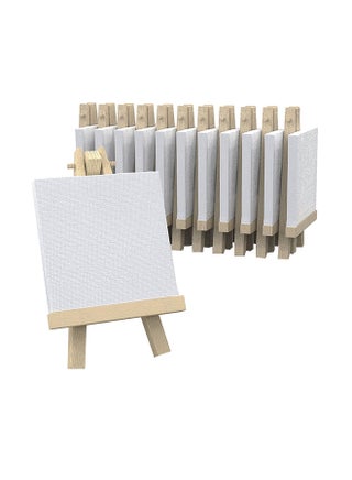 12-Piece Mini Canvas With Easel White/Brown - v1601880018/N40478512A_1