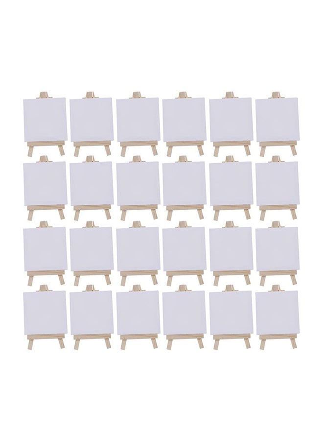 24-Piece Mini Canvas With Easel White/Brown - Image 1