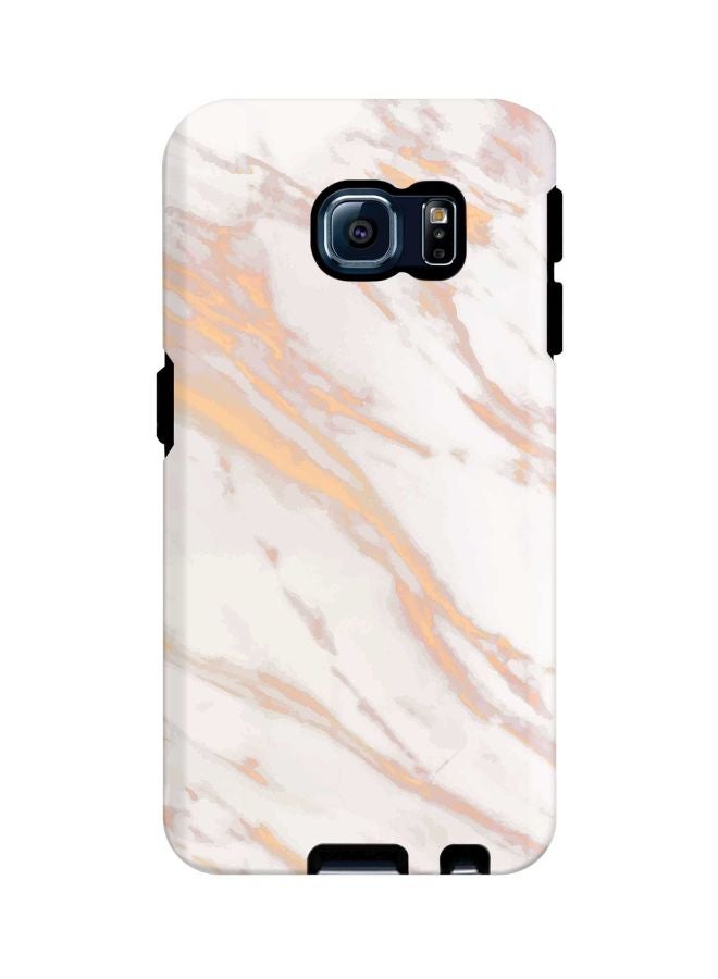 Stylizedd Marble Printed Protective Case Cover For Samsung Galaxy S6 Edge White/Gold - Image 1