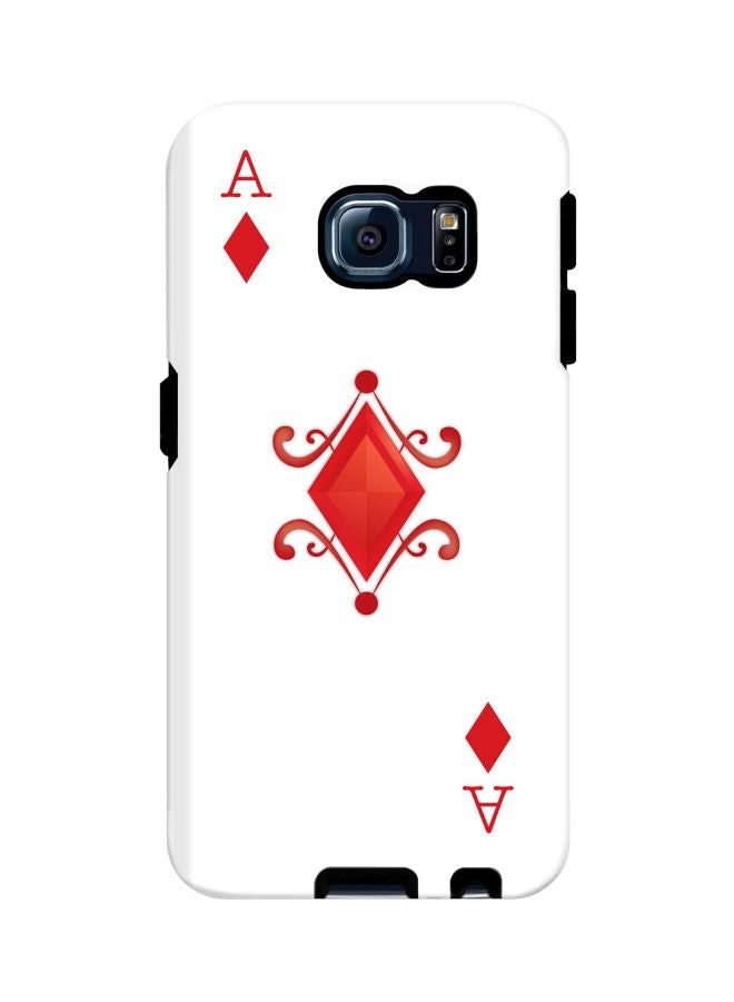 ستايلايزد غطاء حماية من سلسلة تاف برو بطبعة آص الديناري لهاتف سامسونج جالاكسي S6 إيدج أبيض/أحمر - Image 1