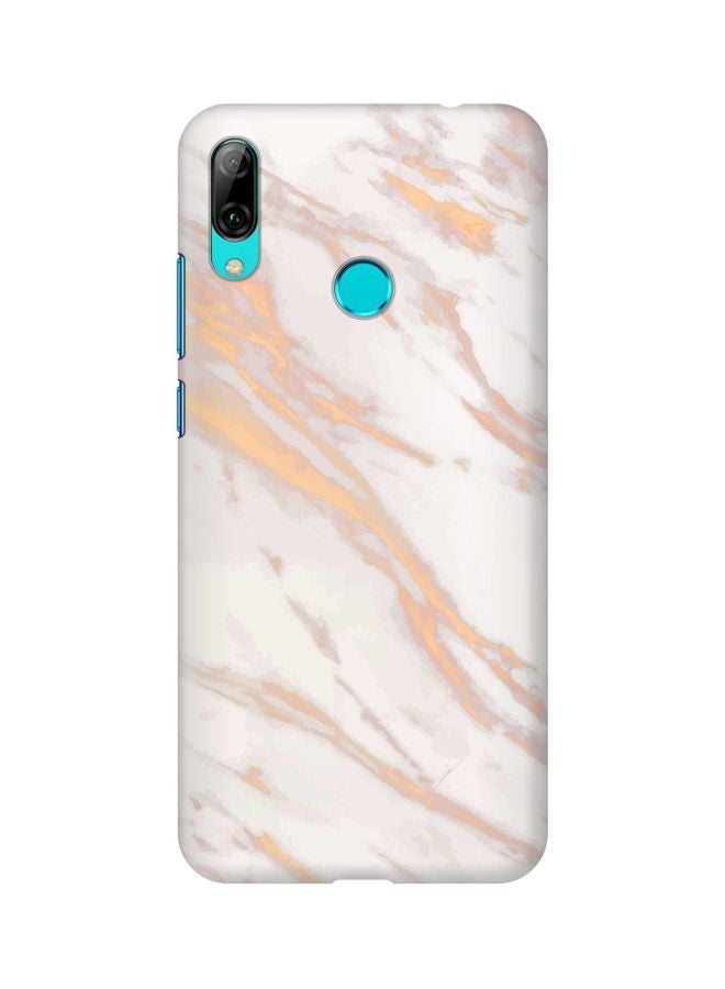 Stylizedd Snap Basic Series Marble Printed Case Cover For Huawei Y7 Prime (2019) White/Gold/Grey  - Image 1