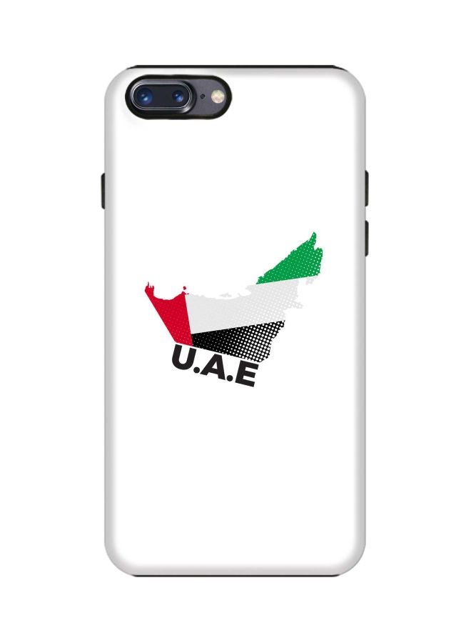 ستايلايزد غطاء حماية واقٍ متين بطبقة ثنائية من سلسلة برو بطبعة خريطة الإمارات العربية المتحدة لهاتف أبل آيفون 8 بلس أبيض/أسود/أحمر - Image 1