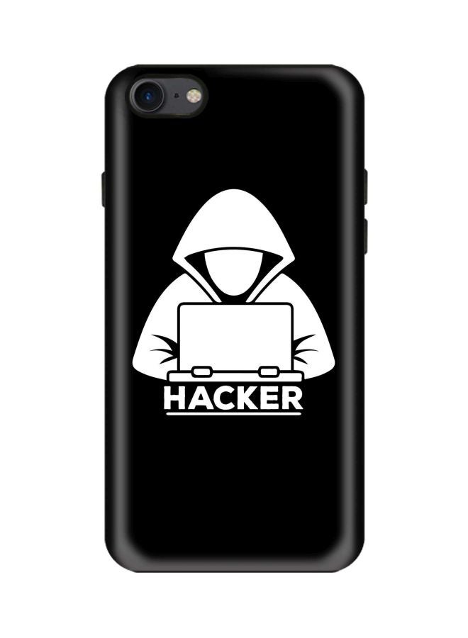 ستايلايزد غطاء حماية من سلسلة تاف برو بطبعة "Hacker" لهاتف أبل آيفون 8 أسود/ أبيض - Image 1