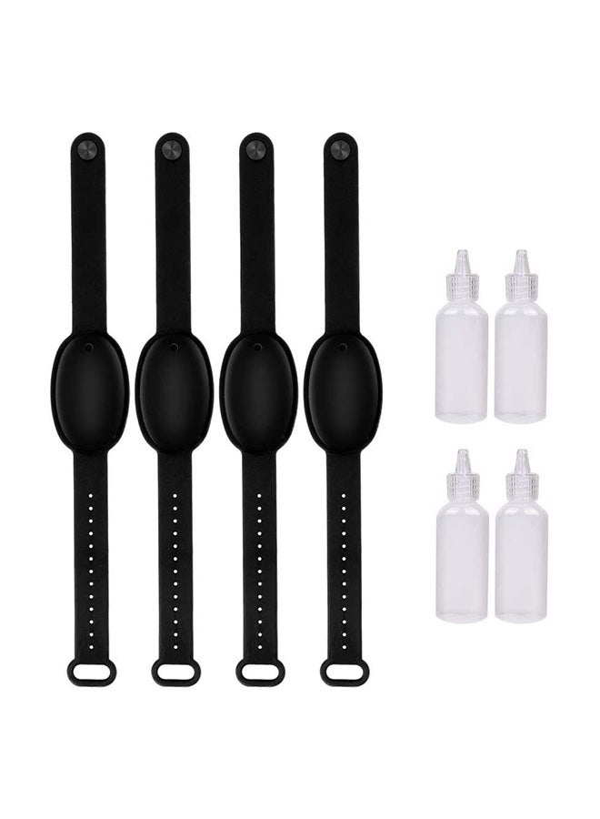 Generic Pack of 4 Silicone Refillable Wristband Hand Sanitizer Dispenser Bracelet With 4 Empty Bottle 10ml  - Image 1