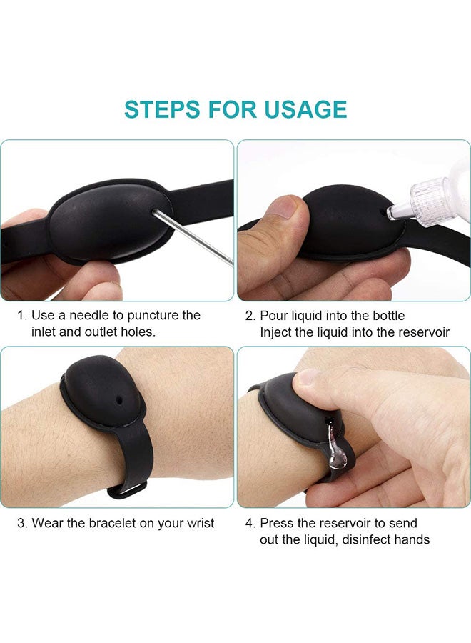 Generic Pack of 4 Silicone Refillable Wristband Hand Sanitizer Dispenser Bracelet With 4 Empty Bottle 10ml  - Image 4