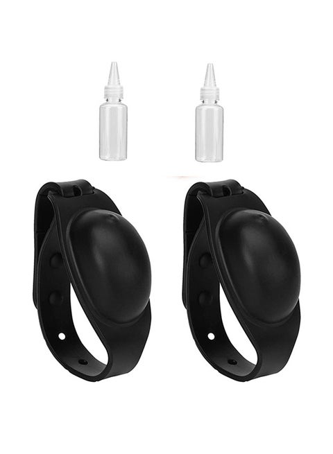 Pack of 2 Silicone Refillable Wristband Hand Sanitizer Dispenser Bracelet With 2 Empty Bottle