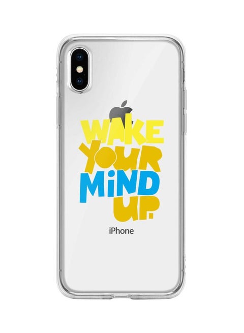 Classic Clear Series Wake Your Mind Up Printed Case Cover For Apple iPhone Xs/X Clear/Yellow/Blue