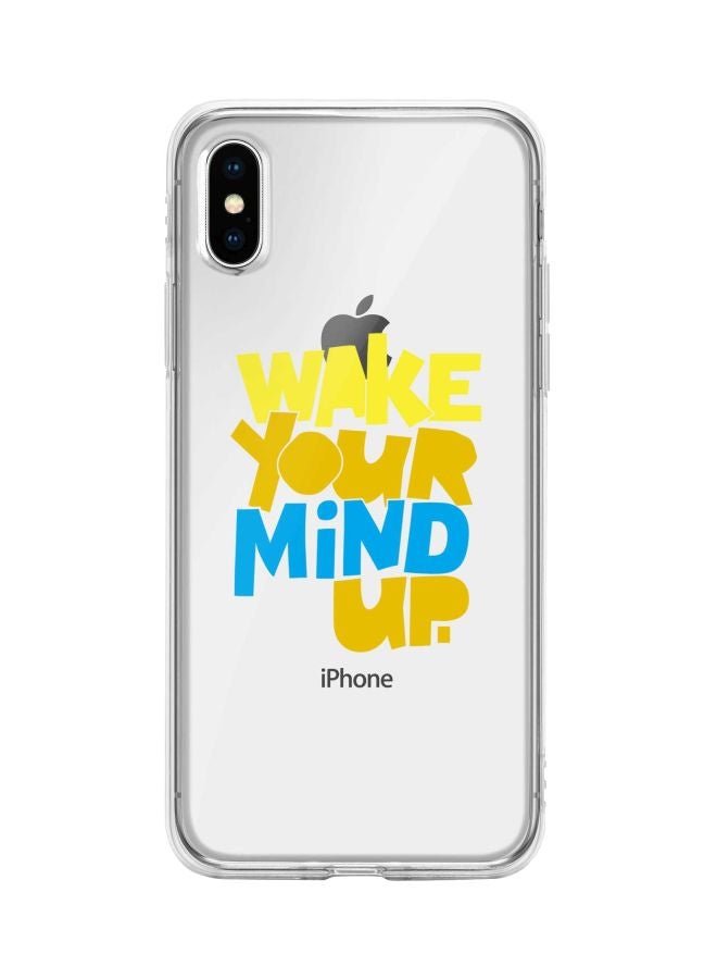 Classic Clear Series Wake Your Mind Up Printed Case Cover For Apple iPhone Xs/X Clear/Yellow/Blue