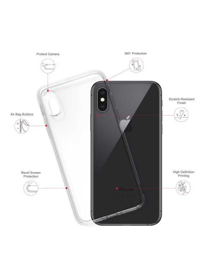 Stylizedd - Classic Clear Series Grizzly Bear Printed Case Cover For Apple iPhone Xs/X White/Black - Image 1