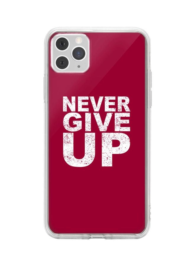 ستايلايزد غطاء حماية من سلسلة كلاسيك مطبوع عليه عبارة "Never Give Up" لهاتف أبل آيفون 11 برو ماكس بنفسجي/أبيض - Image 1