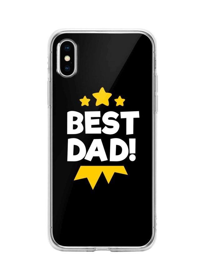 ستايلايزد غطاء حماية بطبعة ميدالية بعبارة "Best Dad" من سلسلة كلاسيك كلير لأبل آيفون Xs وX أسود/ أبيض/ أصفر - Image 1