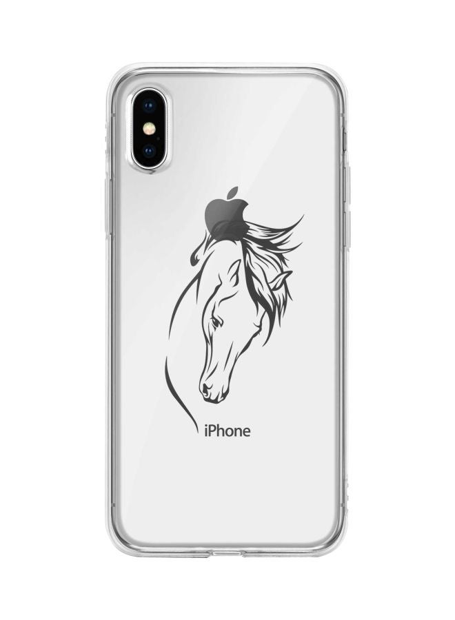 Stylizedd Classic Clear Series Stallion Printed Case Cover For Apple iPhone XS/X Clear/Black - Image 1