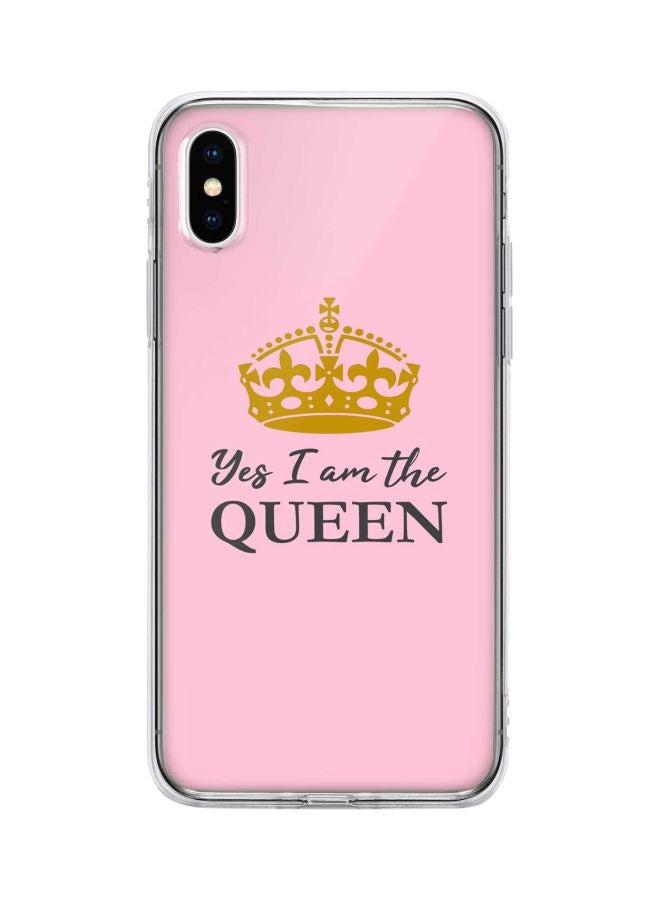 ستايلايزد غطاء حماية واقٍ من سلسلة كلاسيك كلير بطبعة عبارة "Yes I'm The Queen" لهاتف أبل آيفون Xs ماكس وردي/ أسود/ ذهبي - Image 1