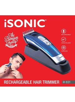 iSONIC Rechargeable Hair Trimmer Blue/Silver 20cm  - Image 5
