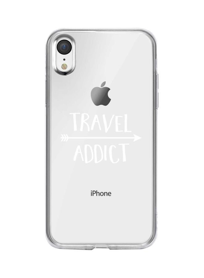 ستايلايزد غطاء حماية من سلسلة كلاسيك كلير بطبعة عبارة "Travel Addict" لهاتف أبل آيفون XR شفاف/ أبيض - Image 1