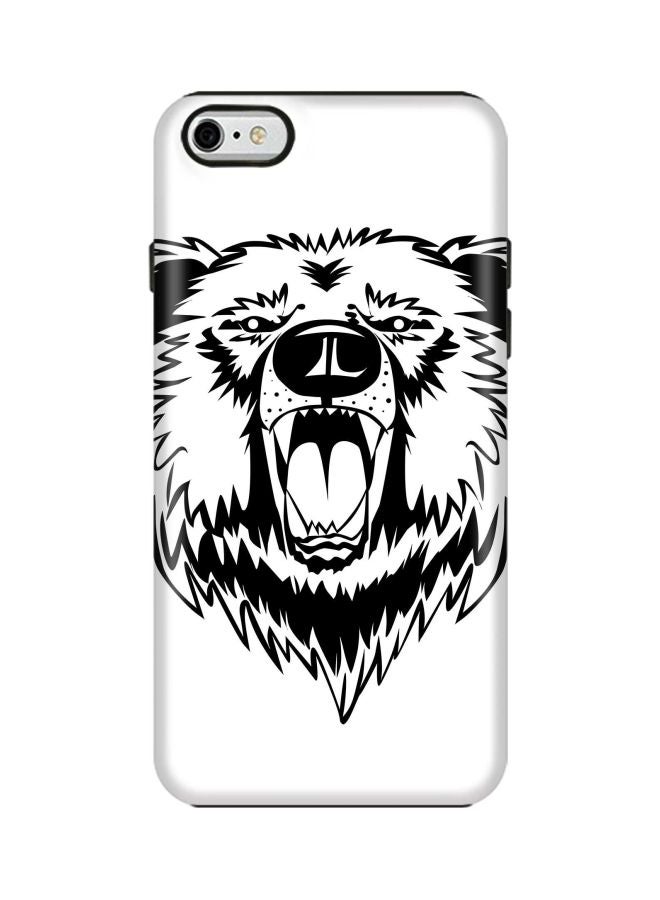 Stylizedd Grizzly Bear Printed Case Cover For Apple iPhone 6s Plus/6 Plus White/Black - Image 1