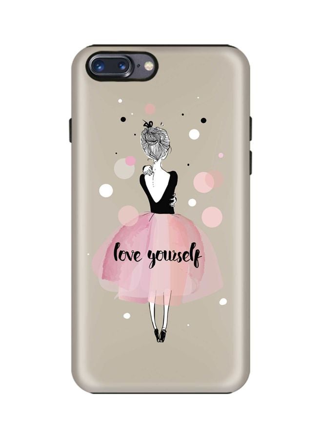 ستايلايزد غطاء حماية بطبعة عبارة "Love Yourself" لهاتف أبل آيفون 8 بلس رمادي/أسود/وردي - Image 1