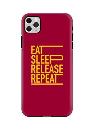 Tough Pro Series Eat Sleep Release Repeat Printed Dual Layer Case Cover For Apple iPhone 11 Pro Max Red/Yellow - v1601890392/N40442255A_1