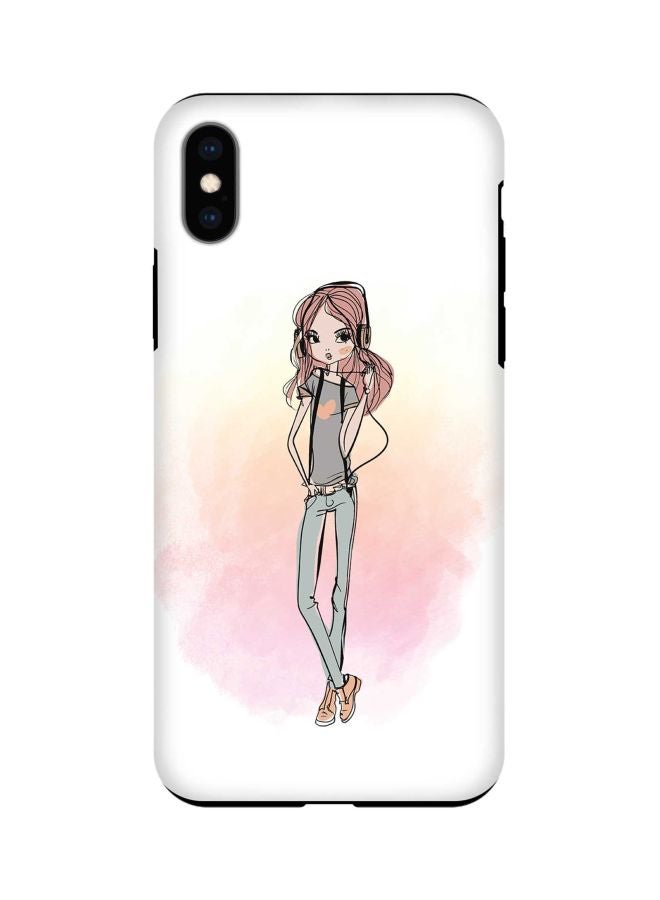 Stylizedd - Tough Pro Series Girl Next Door Printed Case Cover For Apple iPhone Xs Max White/Pink/Orange - Image 1