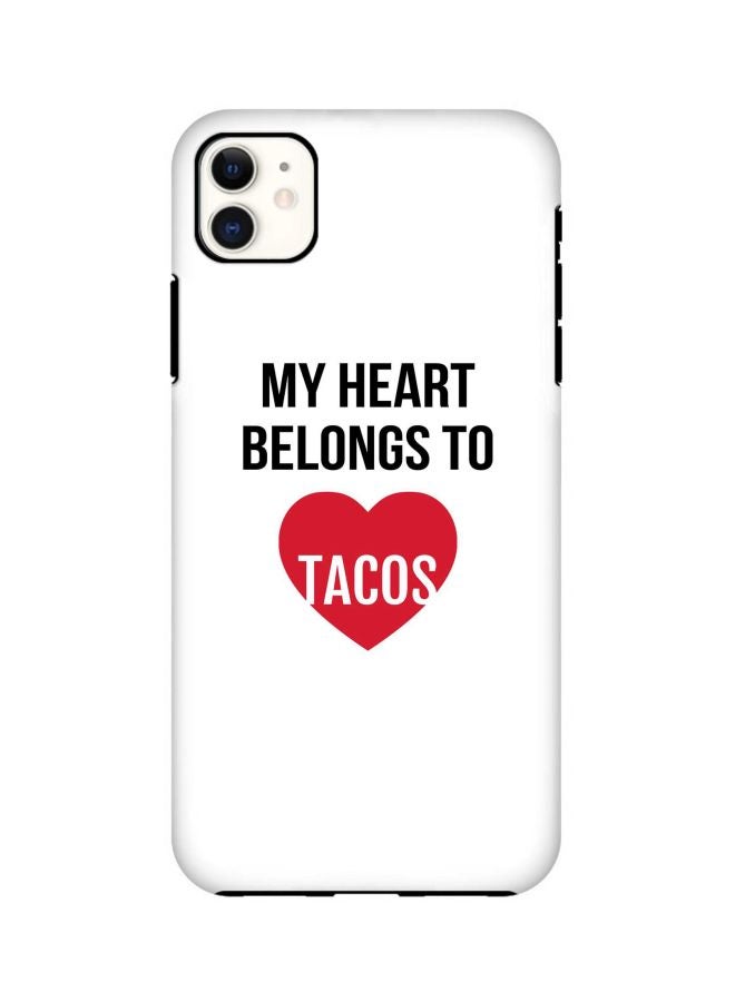 Stylizedd Tough Pro Series My Heart Belongs To Tacos Printed Case Cover For Apple iPhone 11 White/Black/Red - Image 1