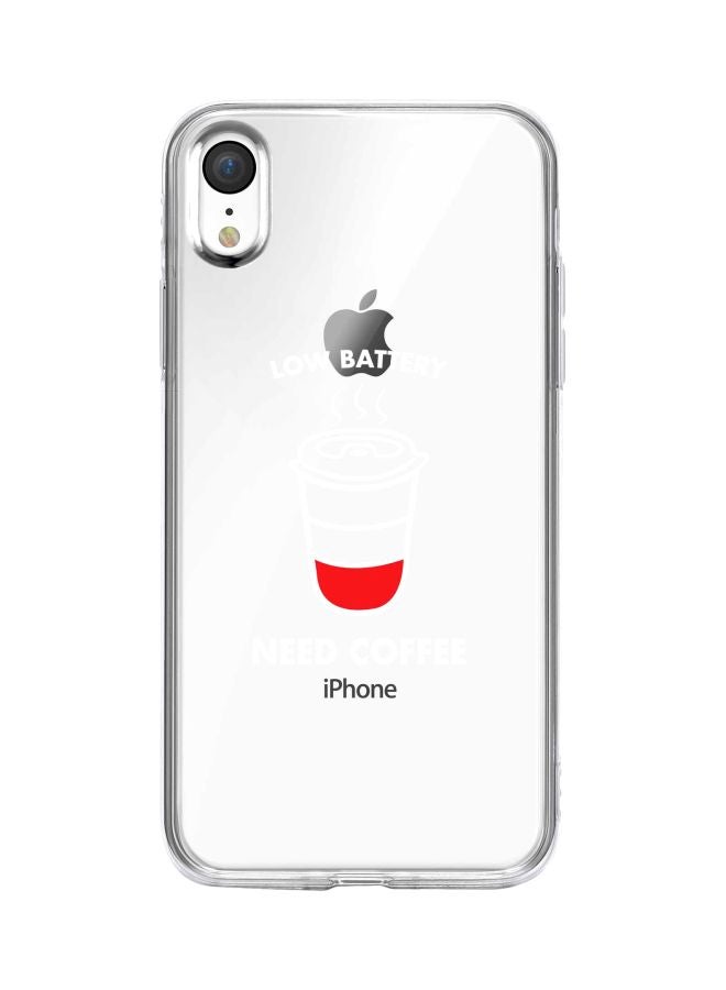 Stylizedd Classic Series Low Battery Need Coffee Printed Case Cover For Apple iPhone XR Clear/Red - Image 1
