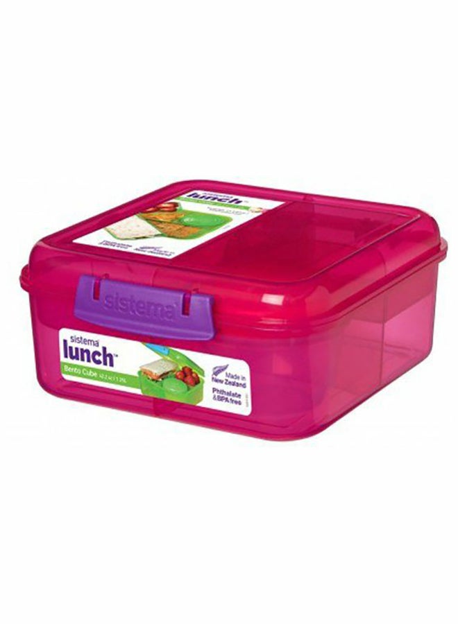 علبة طعام الغداء بينتو كيوب وردي