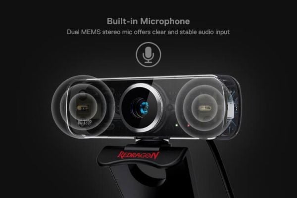 REDRAGON - GW600 360-Degree Rotation Fobos Webcam With Built-In Dual Microphone 720P black - Image 1