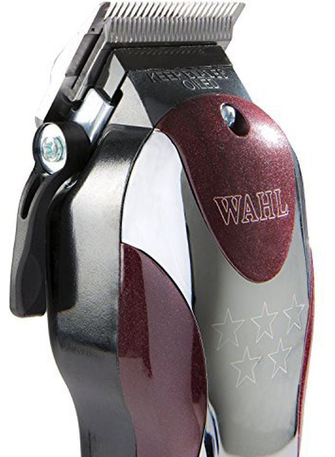 Wahl Professional 5 Star Magic Clip Clipper | Corded | 8 Attachment Combs | Surgical Blade | 3 Pin - GCC Red/White/Silver 20.3x7x7.6cm - Image 3