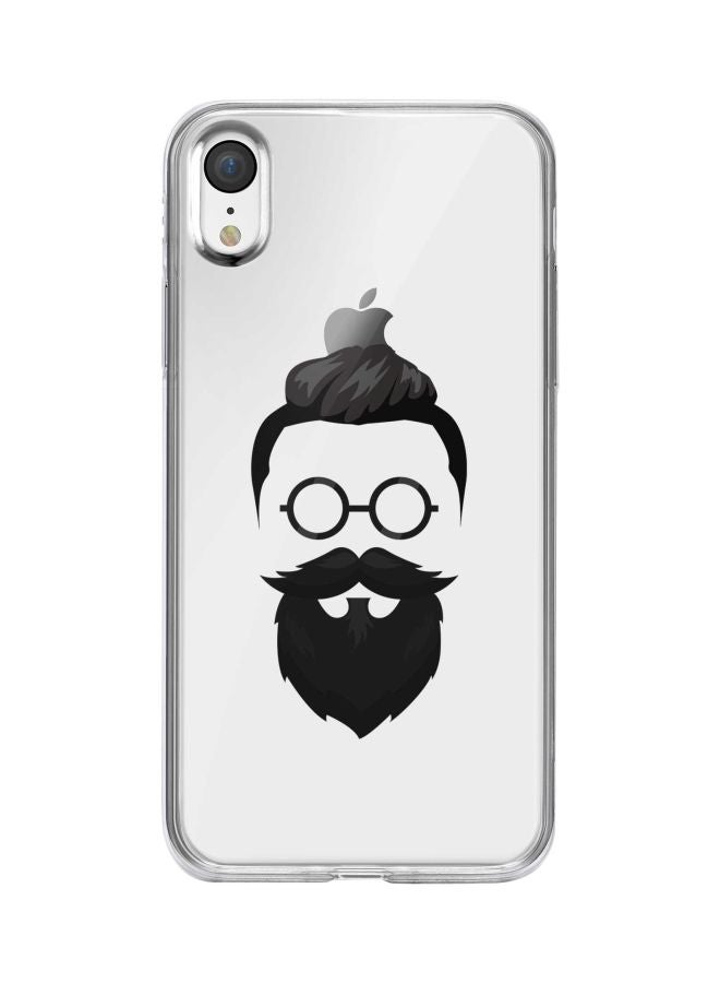 Stylizedd Classic Series Beard Hipster Printed Case Cover For Apple iPhone XR Clear/Black - Image 1