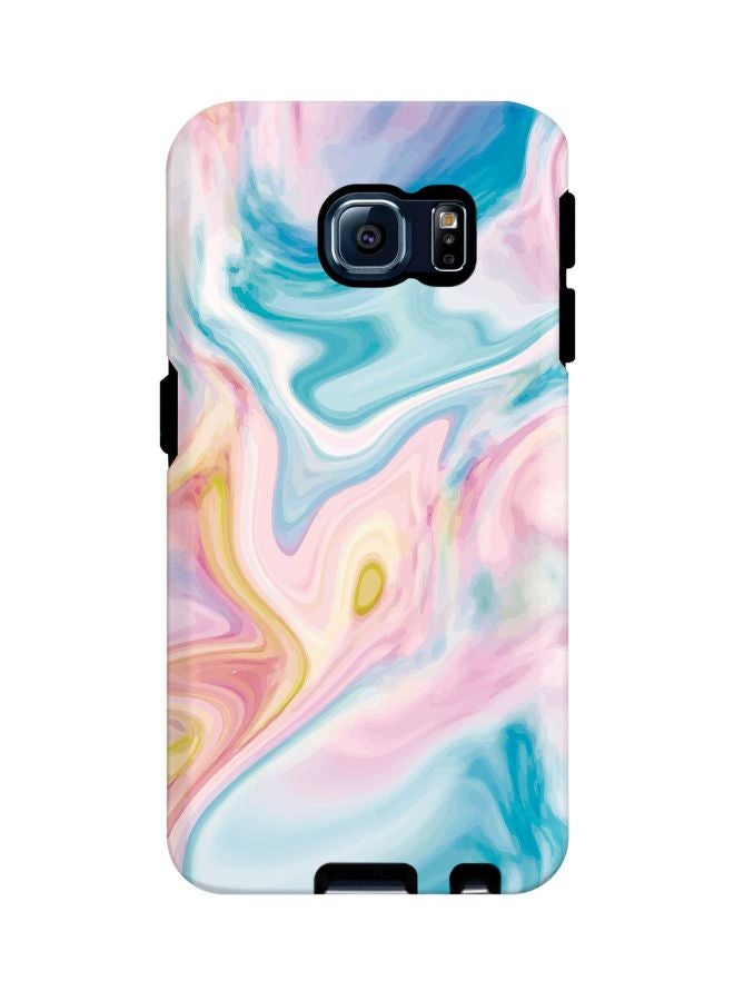 Stylizedd Tough Pro Series Marble Printed Case Cover For Samsung Galaxy S6 edge Pink/Blue/White - Image 1