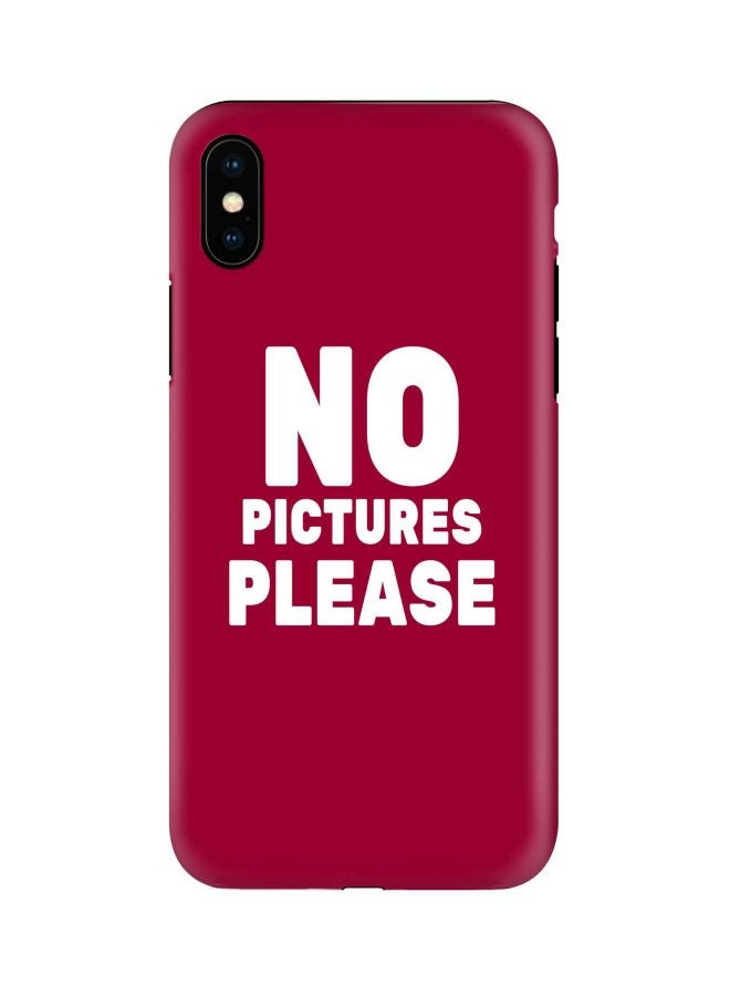 ستايلايزد غطاء حماية تاف برو سيريز بطبعة عبارة "No Pictures Please" لهواتف أبل آيفون XS/X أحمر/أبيض - Image 1