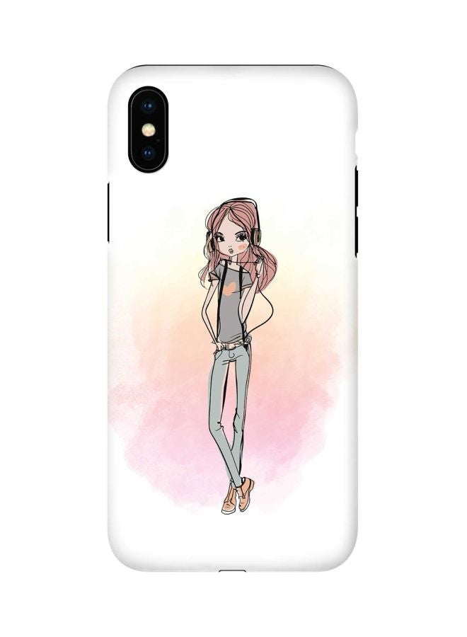 Stylizedd - Tough Pro Series Girl Next Door Printed Case Cover For Apple iPhone Xs/X White/Pink/Grey - Image 1