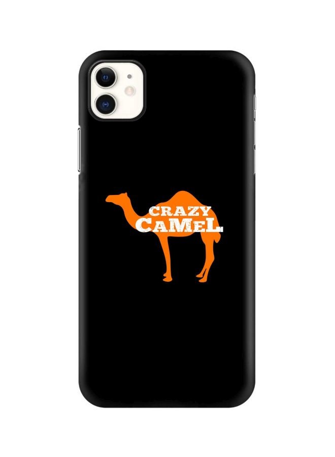 ستايلايزد غطاء حماية بطبعة صورة جمل وعبارة "Crazy Camel" لهاتف أبل آيفون 11 أسود /برتقالي. - Image 1