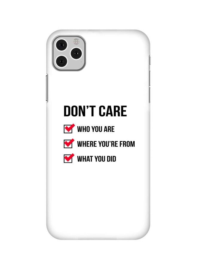 ستايلايزد غطاء حماية من سلسلة سناب كلاسيك بطبعة عبارة "Don't Care" لهاتف أبل آيفون 11 برو ماكس أبيض/أسود/أحمر - Image 1
