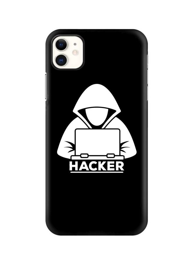 ستايلايزد غطاء حماية من سلسلة سناب كلاسيك بنمط مطبوع بعبارة "Hacker" ورسمة لهاتف أبل آيفون 11 أسود/ أبيض - Image 1
